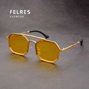 Gafas de sol cuadradas de metal punk doble puente hombres mujeres retro exteriores gafas de sombra - Imagen 1 de 28
