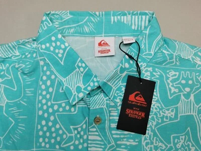QUIKSILVER x STRANGER THINGS Mens Size L Short Sleeve Shirt (BNWT) Green Pocket - Image 1 of 4