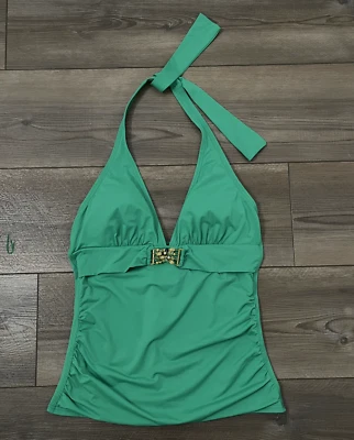 Топ-танкини женский Tommy Bahama XS зеленый с бретелью через шею гофрированный - Изображение 1 из 4