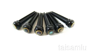 Guitar Ebony Pins Abalone Dot-4.2mm & Brass Circle skirt:5.50mm EP1C - Picture 1 of 1