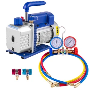 Kit di 1.8CFM Pompa per Vuoto con Manometro 50L / min Condizionatore Monostadio - Picture 1 of 12