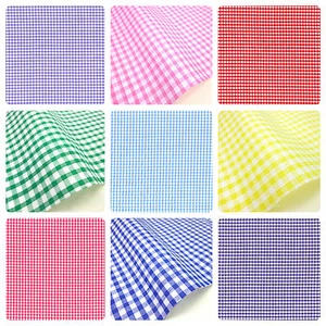 Gingham Polycotton Fabric 1/8" Check 112cm 44" Wide Sewing Dressmaking Curtains - Picture 1 of 15
