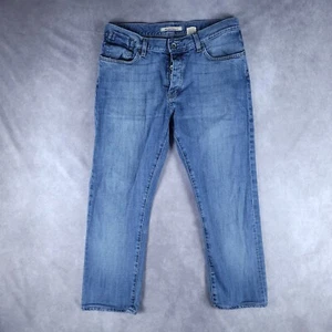 John Varvatos Mens Jeans 32 X 24 Button Fly Hemmed Blue Denim USA Poland Made - Picture 1 of 12