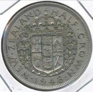 Nueva Zelanda 1948 1/2 corona George VI - muy fina - Imagen 1 de 3