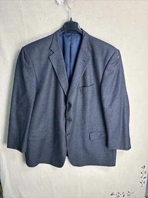 Hombres Tallia Uomo Negro Azul Pata de Gallo Corderos Lana Tres Botones Abrigo Deportivo 56L Foto 1 de 4