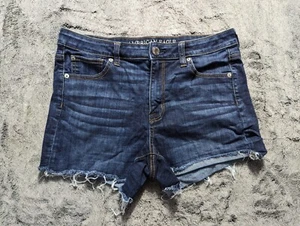 American Eagle Super Stretch hoch geschnittene Shortie Shorts Damengröße 10 dunkle Waschung - Bild 1 von 11