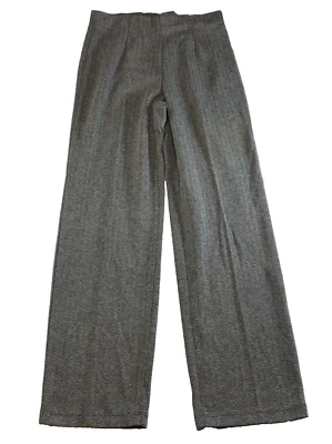 Pantalones de vestir Susan Graver para mujer talla S negros marfil chevron frente plano tiro alto Foto 1 de 4