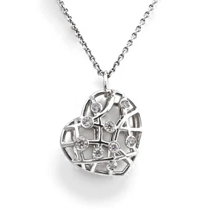Hearts on Fire Brocade Heart Diamond Necklace 18k White Gold w/ Adjustable Chain - Picture 1 of 2