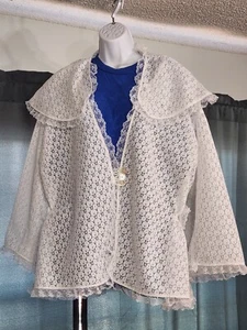 White LACE JACKET BASQUE BODY New Civil War Woman's Size Large - Picture 1 of 11
