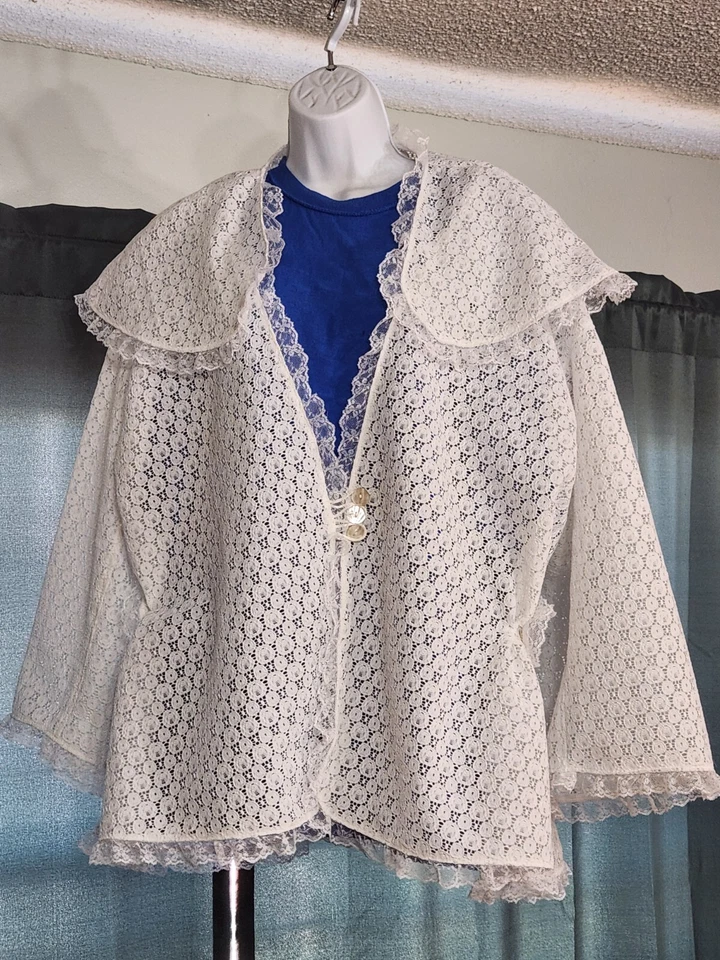 White LACE JACKET BASQUE BODY New Civil War  Woman's Size Large - Image 1 of 4