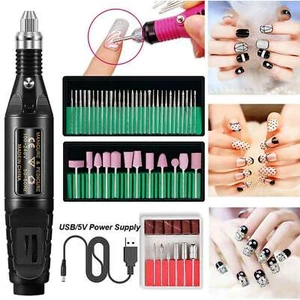 Electric Nail Drill Kit USB Rechargeable Nail File, Acrylic & Gel Buffer Grinder - Picture 1 of 9
