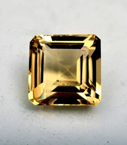 Lab Grown Yellow Citrine Emerald Shape 21.70 Ct Certified Loose Gemstone Brazil - Imagen 1 de 5