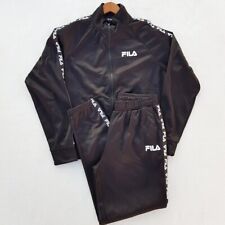 Fila boys tracksuit logo tape black sportswear Activewear track jacket pants   L