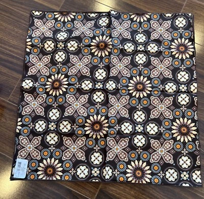 Servilletas de tela Vera Bradley patrón CAÑÓN 20x20" nuevas con etiquetas marrón geométrico algodón BMSM Foto 1 de 2