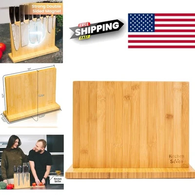 Heavy Duty Magnetic Knife Holder with Bamboo Build and Easy Cleaning Surface - Image 1 of 4