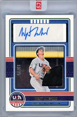 2023 Stars And Stripes Baseball Wyatt Langford Relic Auto /25 USA - Image 1 of 2