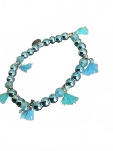 Erimish Metallic Blue Beaded Tassel bracelet - Picture 1 of 3
