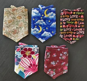 Lot Of 5 Dog Or Cat Tie On Bandanas Reversible Size XSmall - Picture 1 of 2