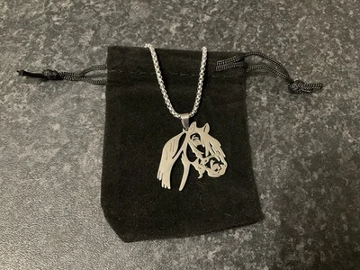 Open Metal Work Horse Head Pendant Stainless Steel chain 60cm, Equestrian Gift - Image 1 of 4