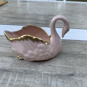 Vintage Lenox Pink W/Gold Guild Porcelain Paddle Foot Swan Figurine-Blue Mark - Picture 1 of 6