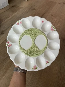Vintage 1994 BCS Deviled Eierteller 12-Well Floral Tree Design Keramik - Bild 1 von 14