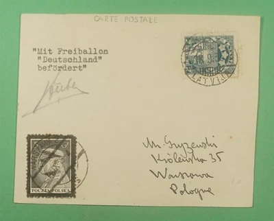 DR WHO 1935 LATVIA (FRONT) BALLOON POST TO POLAND POSTAGE DUE M55031 - Image 1 of 2