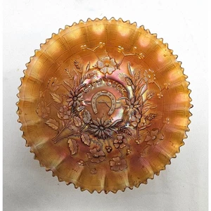 Vintage Northwood Good Luck Horseshoe Marigold Bowl - Picture 1 of 5