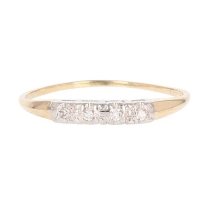 .04ctw Round Cut Diamond Antique Style Wedding Band 14k Multi-Tone Gold Size 7.5 - Image 1 of 4