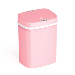 3 Gallon Motion Sensor Bathroom Trash Can, Hands-Free Soft-Close Lid, Pink - Picture 1 of 12