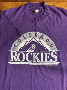 Vintage Colorado Rockies 1991 T Shirt XL Purple MLB Single Stitch USA Made - Picture 1 of 10