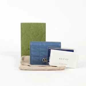Gucci Light Blue Quilted Leather Marmont Card Case 466492 49796482 - Bild 1 von 7