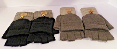 Fingerless Gloves with Cover Flap 2 pair Black,Gray, Brown New - Image 1 of 4