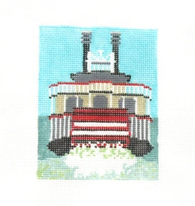 NEEDLE NOLA New Orleans Riverboat Ornament Handpainted Needlepoint Canvas - Picture 1 of 1
