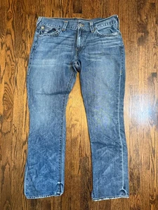 TRUE RELIGION Medium Wash Ricky Relaxed Straight Medium Wash Denim Jeans Size 38 - Picture 1 of 5