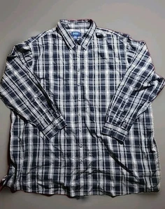 Harbor Bay mens 4XLT Tall black tan plaid long sleeve button down shirt - Picture 1 of 11