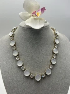 Graziano Statement Vintage Crystal Necklace 20” Goldtone - Picture 1 of 10
