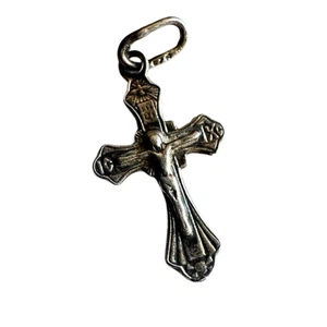 Vintage Russisch Orthodox Sterlingsilber Körper Kreuz Anhänger Kruzifix Jesus - Bild 1 von 8