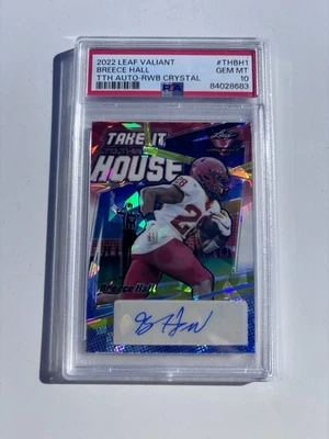 2022 LEAF VALIANT BREECE HALL AUTO #THBH1 Crystal PSA GRADED 10 3/5  NFL     - Image 1 of 3