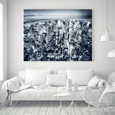 New York Skyscraper Black White Art Silk Canvas Poster Fabric Painting Decor A35 - Image 1 of 4