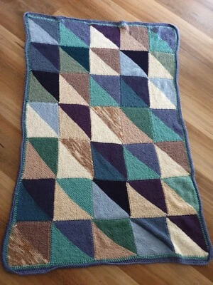 Hand Made Knitted Blanket 168 cmx 100 cm Multi Coloured Knitted Granny Throw  - image 1 of 4