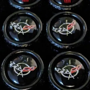 4x Tire Valve Stem Caps For Car Truck fits CORVETTE STEERING WHEEL FLAGS - Picture 1 of 2