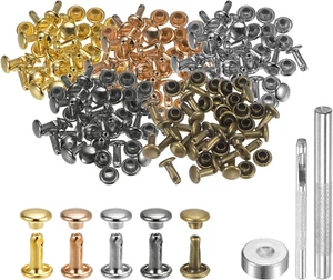 100 Sets Leather Rivets 6Mm X 8Mm Metal Double Cap Rivet Snaps Studs Fasteners w - Picture 1 of 7
