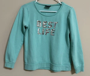 Zelos size XL girls blue green long sleeve Best Life sweatshirt - Picture 1 of 4