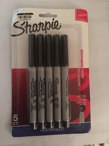 Sharpie Permanent Markers, Ultra Fine Point, Black, 5/Pack - Picture 1 of 1