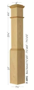 F-4092 Large Amish Made Fluted Box Newel Post in Red Oak - Picture 1 of 4