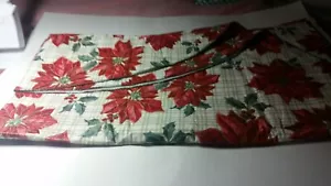 Holiday Time HTF 52x70 Vinyl OVAL Poinsettia and Holly tablecloth - Picture 1 of 6