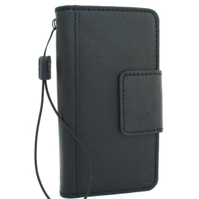 Genuine Real Leather Case for Samsung Galaxy S 10 PLUS Wallet Book Black Rubber  - Image 1 of 4