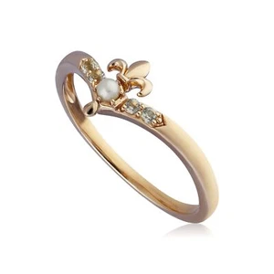 ECFEW™ Pearl Fleur De Lis Wishbone Ring - Picture 1 of 1