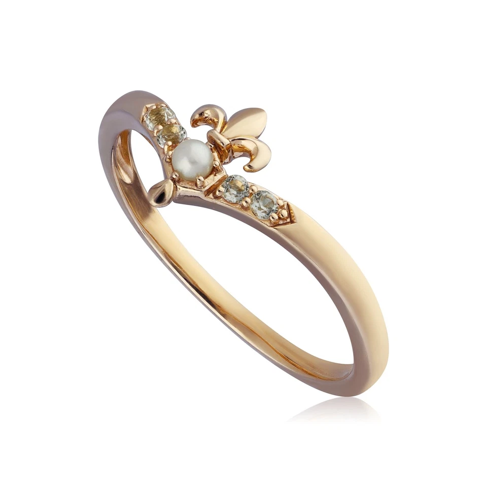 ECFEW™ Pearl Fleur De Lis Wishbone Ring - Image 1 of 1