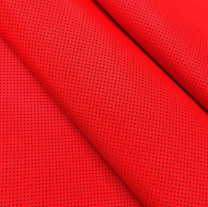 Perforated  bright orange genuine kangaroo leather hides for crafts - Picture 1 of 7